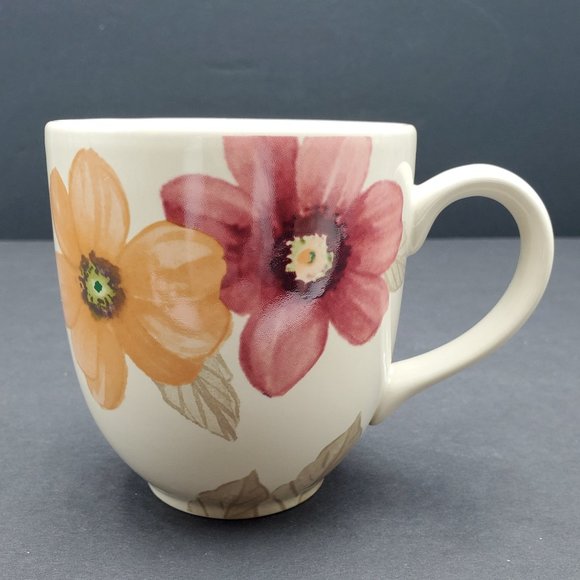 Longaberger Pottery Botanical Fields Mugs Butterfly Flowers Floral Coffee Cups - Picture 8 of 9